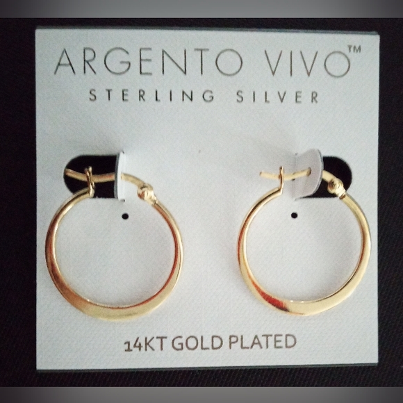 Argento Vivo Jewelry - Earrings Sterling Silver 14K Gold Plated 'Argento Vivo' Hoops